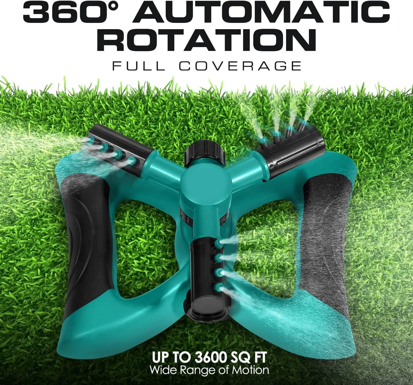 Sprinkler, Sprinklers for Yard Large Area, Rotating Lawn Sprinkler, Powerful and Even Watering for Lawns and Gardens, Water Sprinkler, Green